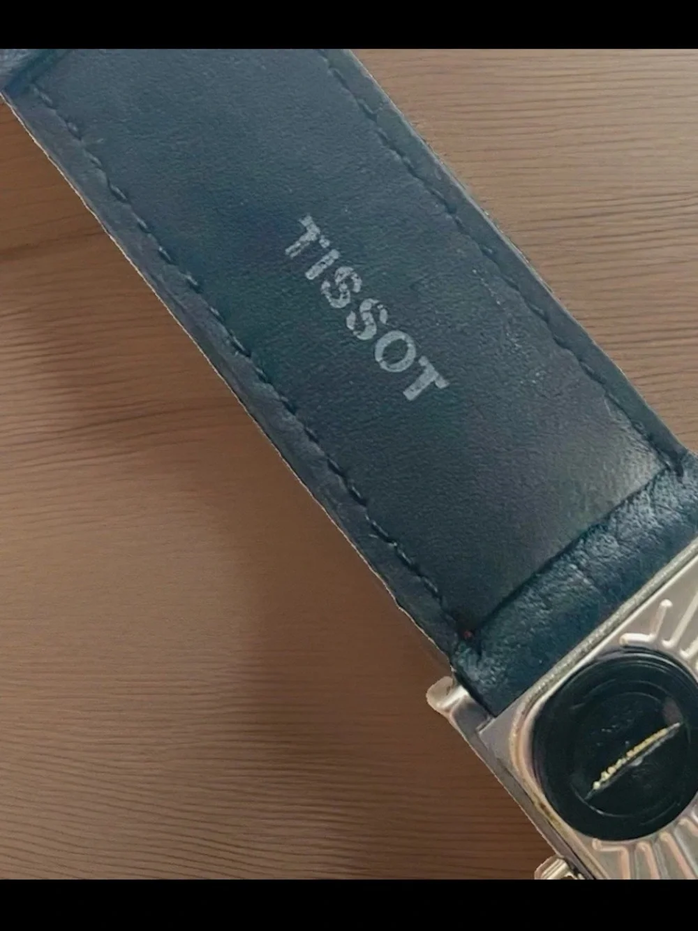 Vintage Tissot Two Timer D377 80's 90's Time Zone Blue Leather Square Face